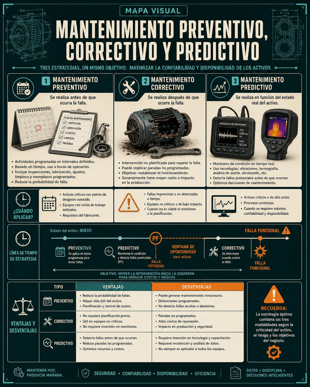 Mapa Visual: Mantenimiento Preventivo, Correctivo y Predictivo
