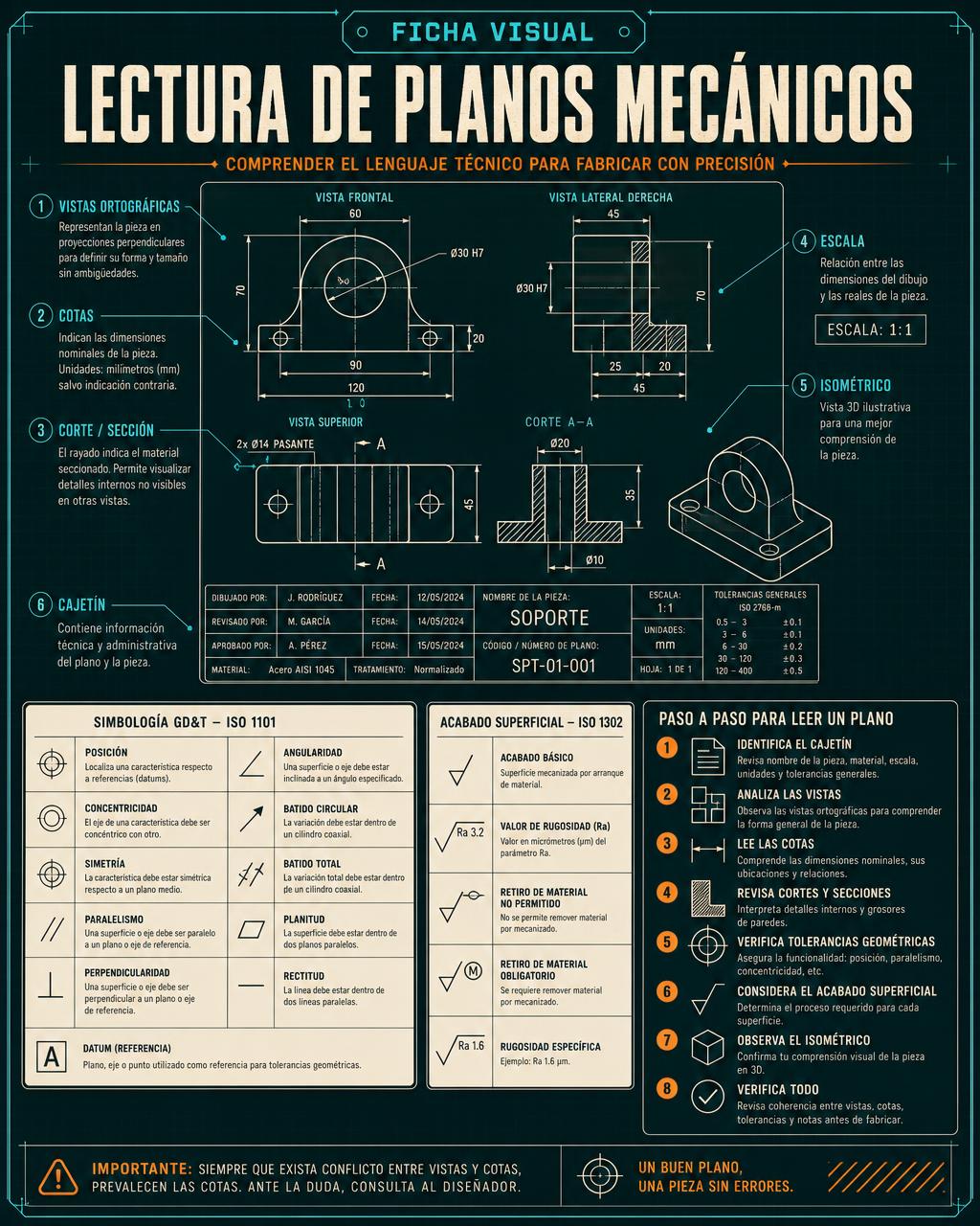 Ficha Visual: Lectura de Planos Mecánicos