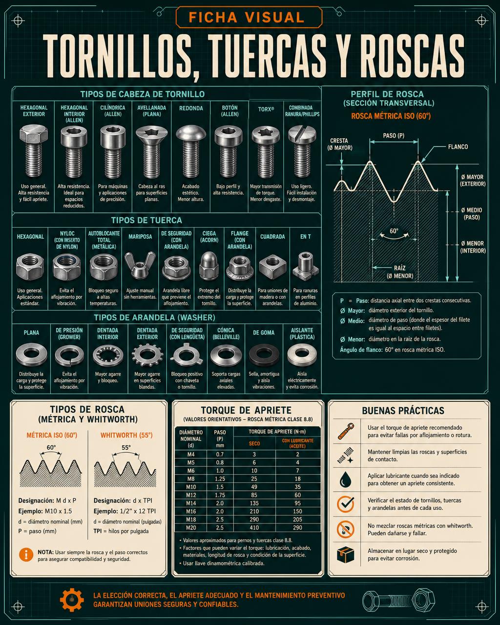 Ficha Visual: Tornillos, Tuercas y Roscas